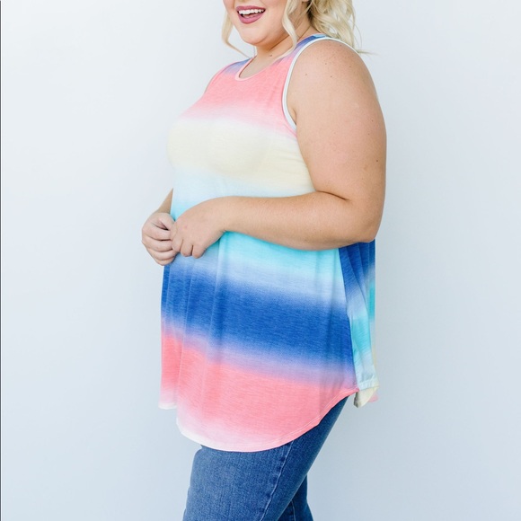 Pastel Gradient Stripes in Blue & Coral - Picture 9 of 13